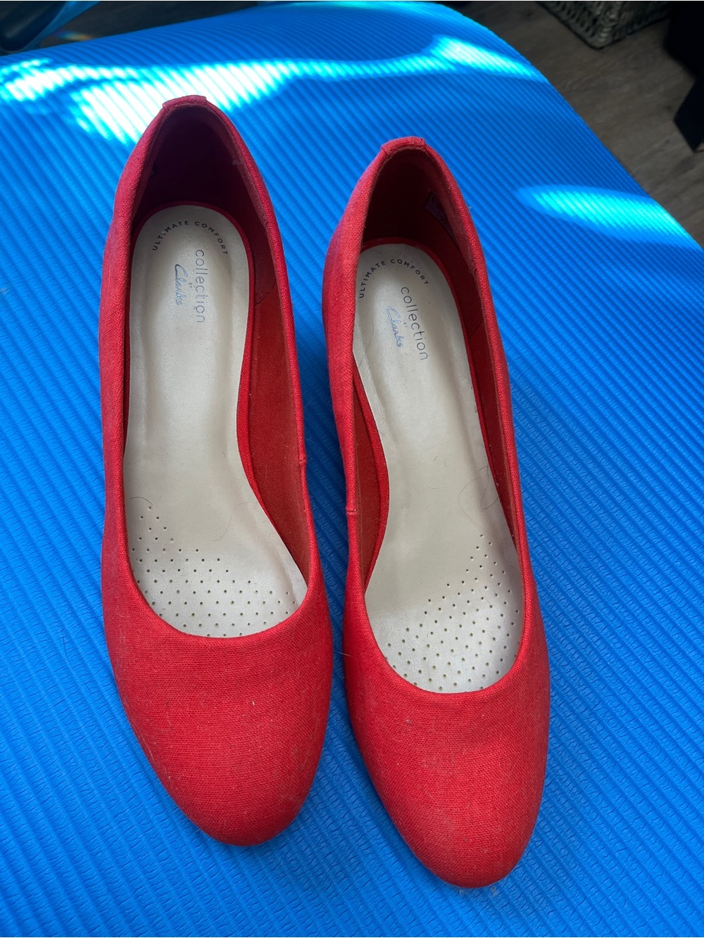 Clarks Red Women's Rounded-Toe Heels